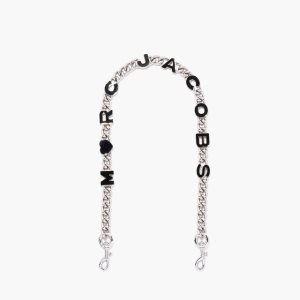 Marc Jacobs Heart Charm Chain Shoulder Strap Black/Silver | 9253FSMCX