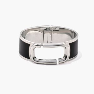 Marc Jacobs J Marc Large Hinge Bangle Black/Silver | 0593BFUJZ