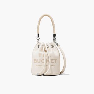 Marc Jacobs Leather Bucket Bag Cotton/Silver | 1692LQNYX