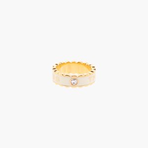 Marc Jacobs Scallop Medallion Ring Cream/Gold | 7465YSCVG