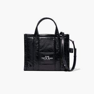 Marc Jacobs Shiny Crinkle Medium Tote Bag Black | 9752UBIWH